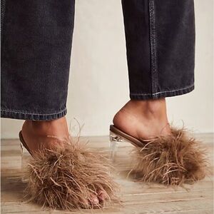 Jeffrey Campbell Brown/Taupe Feathered Heels